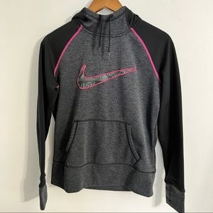 Nike Thermo Fit Hoodie Womens Size Medium Black Gray Pink
